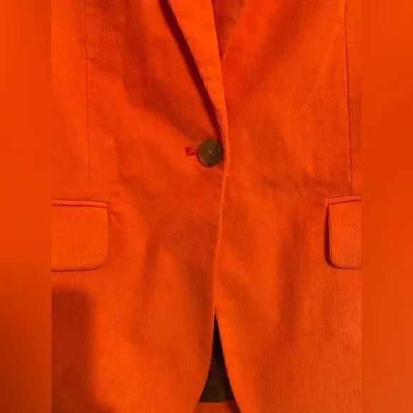 NWT Outerknown Henry Cord Boy Blazer Flame Orange Sz 4 organic cotton corduroy - Picture 7 of 13